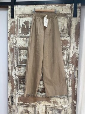 Urban Renewal Wide-Leg Elastic Waist Pants - Khaki